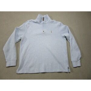 Polo Ralph Lauren Sweater Mens Large Blue French Rib Knit Pony Logo Quarter Zip